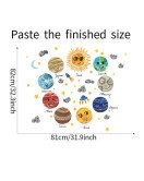 Factory Price Large Size Decorative Cartoon Solar System Children 3D Galaxy Moon Planet Paper Wall Sticker