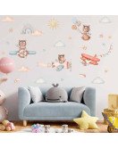 Baby Room Removable Cute Airplane Rainbow With Cloud Graffiti Wall Stickers