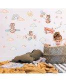 Baby Room Removable Cute Airplane Rainbow With Cloud Graffiti Wall Stickers