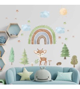 Kids Room Decoration Cartoon 3D Vinyl Boho Rainbow Wall Decal