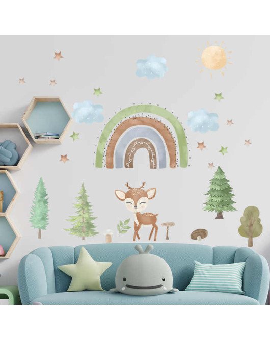 Kids Room Decoration Cartoon 3D Vinyl Boho Rainbow Wall Decal Kids Room Decoration Cartoon 3D Vinyl Boho Rainbow Wall Decal