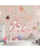 Self Adhesive Watercolor Cartoon Castle Mermaid Baby Room Decor Wall Stickers