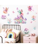 Adhesive Cartoon Fairy With Castle Baby Room Decor Wall Stickers Adhesive Cartoon Fairy With Castle Baby Room Decor Wall Stickers