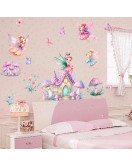 Adhesive Cartoon Fairy With Castle Baby Room Decor Wall Stickers Adhesive Cartoon Fairy With Castle Baby Room Decor Wall Stickers