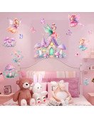 Adhesive Cartoon Fairy With Castle Baby Room Decor Wall Stickers Adhesive Cartoon Fairy With Castle Baby Room Decor Wall Stickers