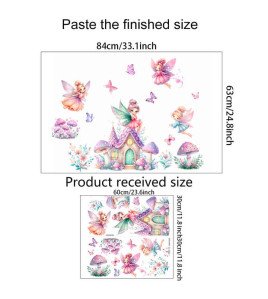 Adhesive Cartoon Fairy With Castle Baby Room Decor Wall Stickers