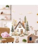 Removable Cartoon Jungle House Wall Stickers 3D Home Decoration For Living Room