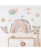 Self Adhesive Transparent Pvc Flower Rainbow Wall Stickers For Kids Room
