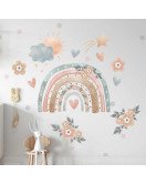 Self Adhesive Transparent Pvc Flower Rainbow Wall Stickers For Kids Room