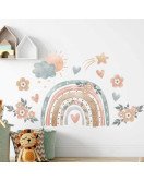 Self Adhesive Transparent Pvc Flower Rainbow Wall Stickers For Kids Room
