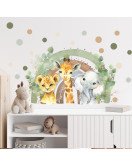 Cartoon Animal Dot With Rainbow Nursery Boho Wall Stickers - Model Lm64012