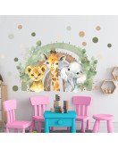 Cartoon Animal Dot With Rainbow Nursery Boho Wall Stickers - Model Lm64012