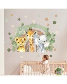 Cartoon Animal Dot With Rainbow Nursery Boho Wall Stickers - Model Lm64012