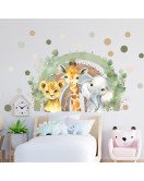 Cartoon Animal Dot With Rainbow Nursery Boho Wall Stickers - Model Lm64012
