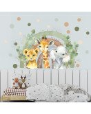 Cartoon Animal Dot With Rainbow Nursery Boho Wall Stickers - Model Lm64012