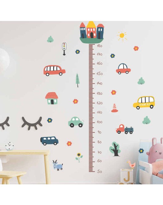 Self Adhesive Kids Room Wall Decorative Car Height Increase Stickers