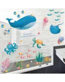 Self-adhesive Bathroom Decoration Cartoon Underwater Animal Wall Stickers Children - Model Lm93161