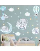 New Design Cartoon Elephant With Cloud Sticker For Baby Room Wall Boy