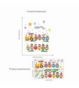 Self Adhesive Cartoon Train Baby Nursery Wall Stickers Picture