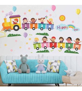 Self Adhesive Cartoon Train Baby Nursery Wall Stickers Picture
