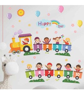 Self Adhesive Cartoon Train Baby Nursery Wall Stickers Picture