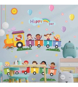 Self Adhesive Cartoon Train Baby Nursery Wall Stickers Picture