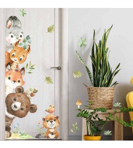 Self Adhesive Pvc Cartoon Animal Watercolor Wall Stickers For Bedroom