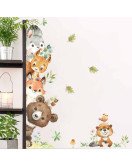 Self Adhesive Pvc Cartoon Animal Watercolor Wall Stickers For Bedroom