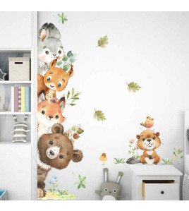 Self Adhesive Pvc Cartoon Animal Watercolor Wall Stickers For Bedroom