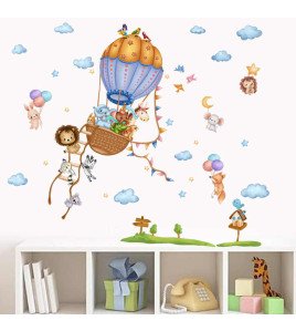 Self Adhesive Baby Room Decoration Animal Balloon Cute Wall Stickers