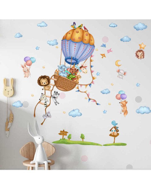Self Adhesive Baby Room Decoration Animal Balloon Cute Wall Stickers