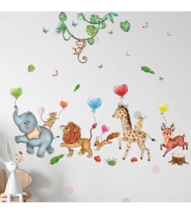 Self Adhesive Cartoon Woodland Animal Kindergarten Wall Sticker