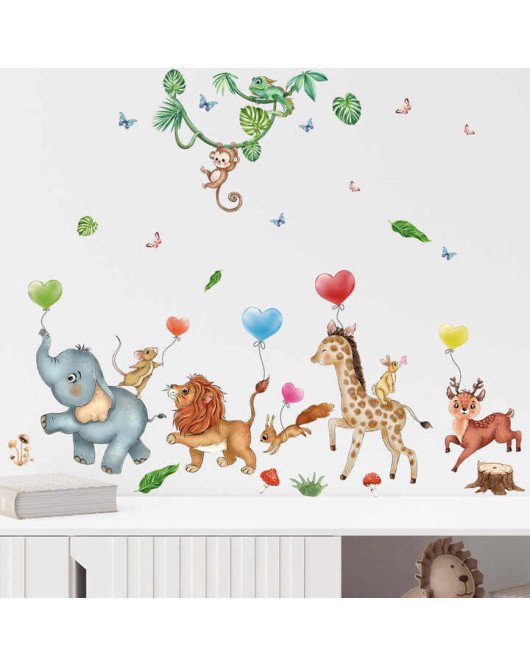 Self Adhesive Cartoon Woodland Animal Kindergarten Wall Sticker