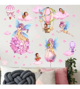 Baby Girls Room Decoration Self-adhesive 3d Cartoon Fairy Wall Stickers - Model Lm93272