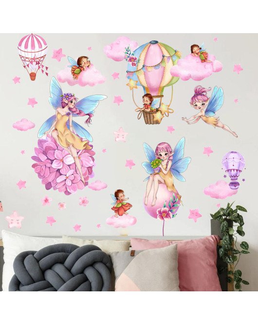 Baby Girls Room Decoration Self-adhesive 3d Cartoon Fairy Wall Stickers - Model Lm93272