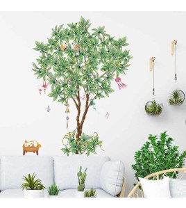 Self Adhesive Tree Light Green Wall Stickers 3d Home Decoration