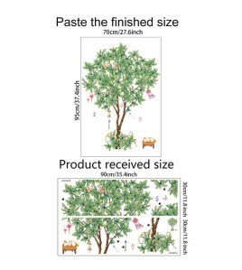 Self Adhesive Tree Light Green Wall Stickers 3d Home Decoration