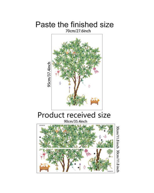 Self Adhesive Tree Light Green Wall Stickers 3d Home Decoration