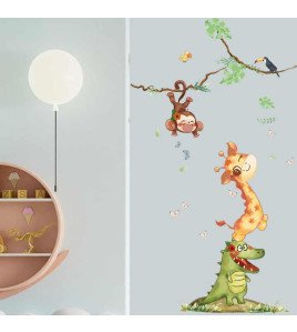 Baby Room Decoration Cartoon Jungle Animal Wall Design Sticker