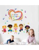 Peel And Stick School Classroom Kindergarten Cartoon Baby Stickers For Wall