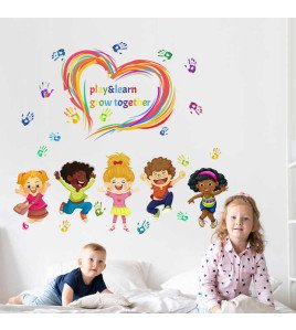 Peel And Stick School Classroom Kindergarten Cartoon Baby Stickers For Wall