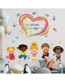 Peel And Stick School Classroom Kindergarten Cartoon Baby Stickers For Wall