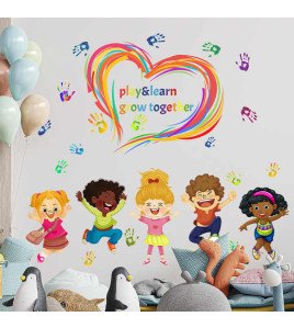 Peel And Stick School Classroom Kindergarten Cartoon Baby Stickers For Wall