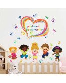 Peel And Stick School Classroom Kindergarten Cartoon Baby Stickers For Wall