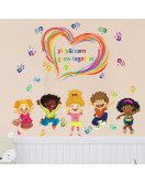 Peel And Stick School Classroom Kindergarten Cartoon Baby Stickers For Wall