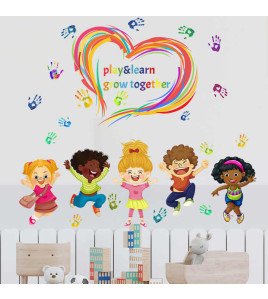 Peel And Stick School Classroom Kindergarten Cartoon Baby Stickers For Wall