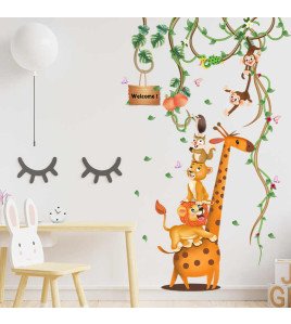 Baby Room Decoration Transparent Wall Stickers Animals And Tree