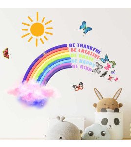 Baby Room Decoration 3d Butterfly Sun Rainbow Wall Stickers