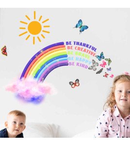 Baby Room Decoration 3d Butterfly Sun Rainbow Wall Stickers