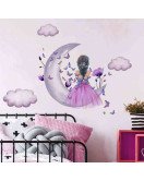 Self Adhesive Bedroom Decoration Cartoon Moon Wall Stickers For Girls